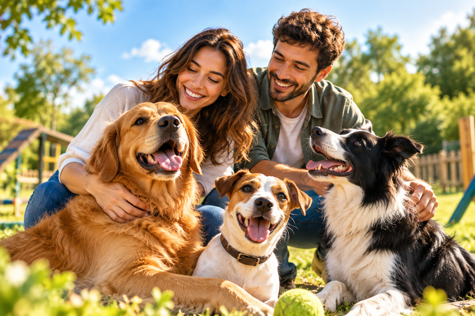 Familias disfrutando con sus perros